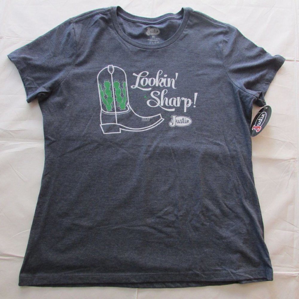 Justin Boots Women's XL Short Sleeve Lookin Sharp Graphic T-Shirt
